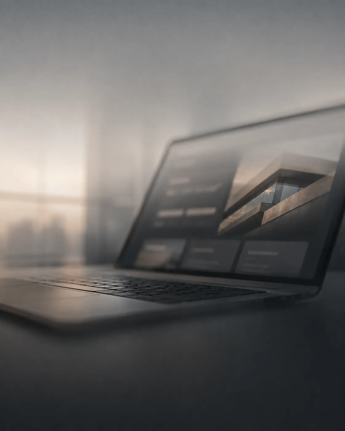 Hands typing on a laptop with a second screen behind
